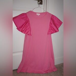 TCEC Hot Pink Ruffle Sleeve Dress
